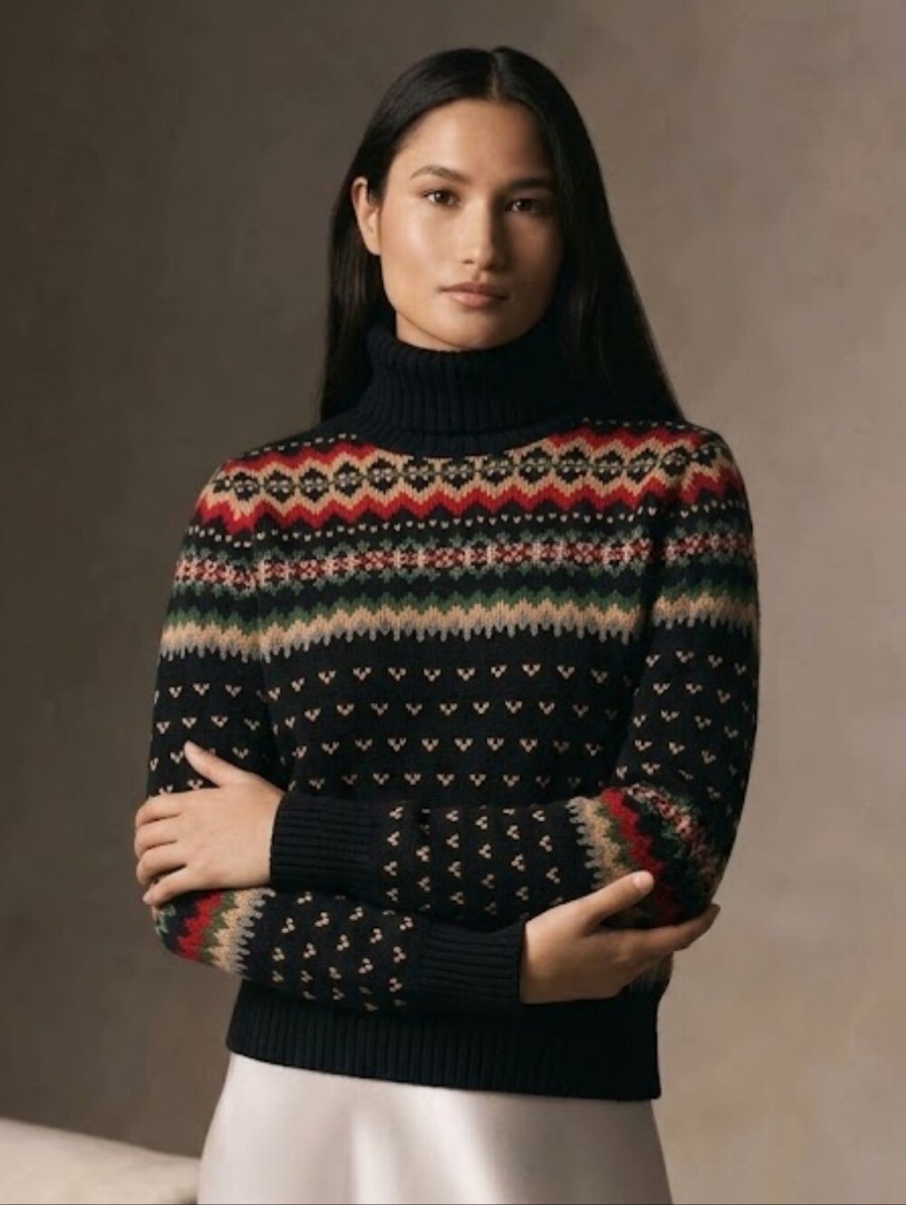 Vintage Ralph Lauren Wool Cashmere Fair Isle Turtleneck Sweater Multicolor - Picture 1 of 6